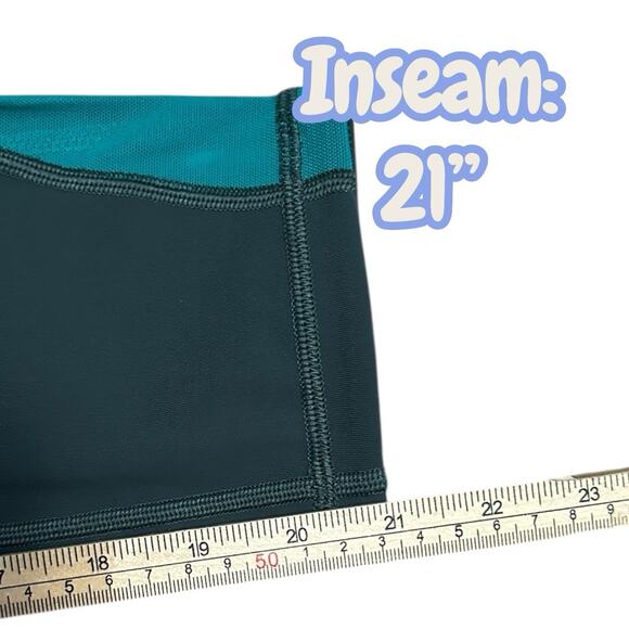 Lululemon Mix & Mesh Crop 21” Yoga Leggings Size 4 Green Teal Luxtreme W6AM7S - Picture 7 of 8